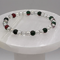 Clear Crystal Glass Bracelet with Red Green Spacers