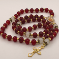 Red Milky White Full 5 Decade Gold Rosary