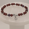 Amethyst Cross Charm Bracelet with Tiny Silver Spacers