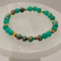 Green Chalcedony Bracelet with Gold Tone Star Spacers