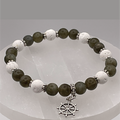 Nephrite Magnesite Nautical Charm Bracelet with Silver Tone Spacers