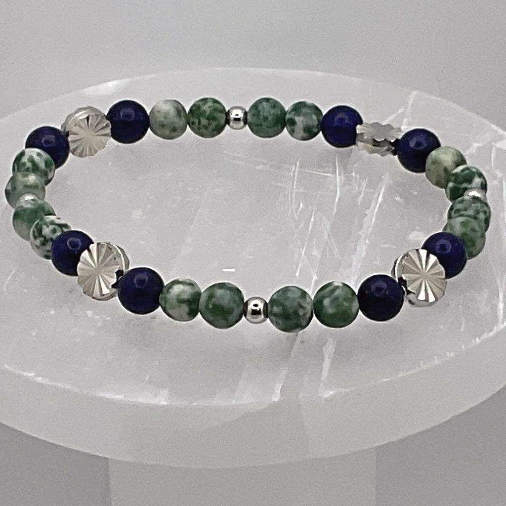 Tree Agate Sodalite Bracelet with Silver Spacers