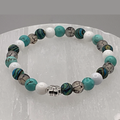 15 cm (5.9") Opalite Challaica Magnesite Silver Flower Bracelet