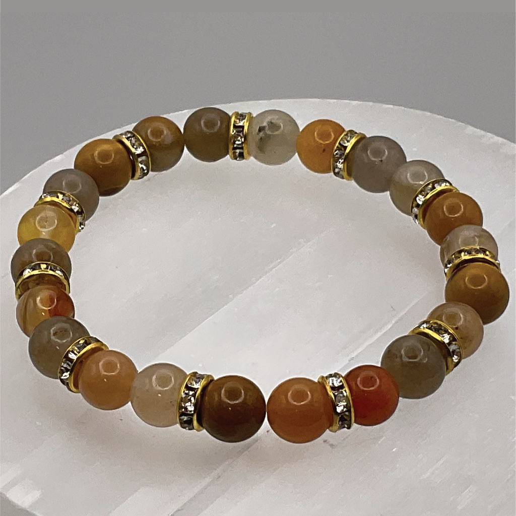 Mookaite Bracelet with Gold Tone Clear Spacers