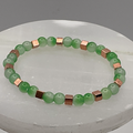 Cloudy Green Glass Bracelet with Gold Square Spacers