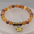 Orange Agate Crown Charm with Gold Tone Spacers