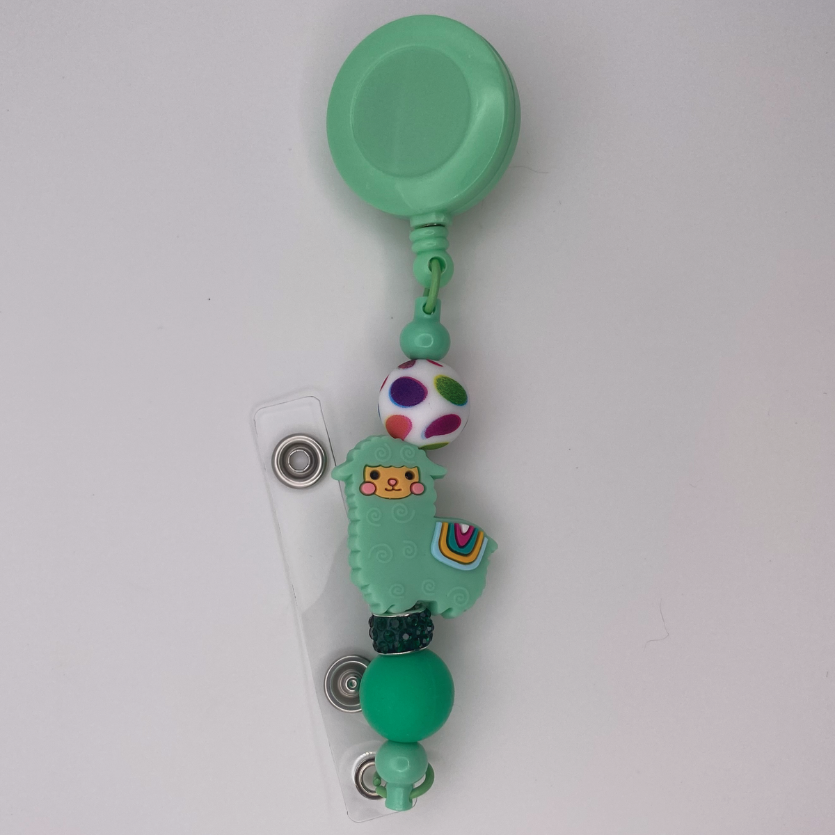Green Llama Badge Holder
