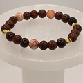 Marble Red Vein Jasper Mahogany Obsidian Bracelets with Gold Star Spacers