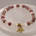 Rose Quartz Milky Quartz Butterfly Charm Bracelet