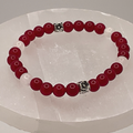 Almandine Garnet Milky Quartz Bracelet with Silver Tone Spacers