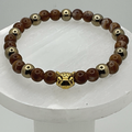 Tiger's Eye Hematite Leopard Charm Bracelet with Gold Spacers