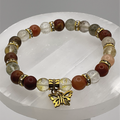 Jasper Clear Quartz Butterfly Charm Bracelet with Gold Tone Spacers
