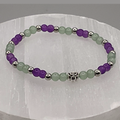 14.5 cm (5.7") Amethyst Almandine Garnet Silver Flower Bracelet with Silver Spacers