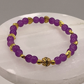 Purple Glass Bracelet with Gold Heart Spacers