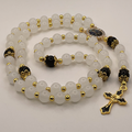 Milky White Black Full 5 Decade Gold Rosary