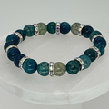 Blue Dragon Agate Bracelet with Silver White Crystal Spacers
