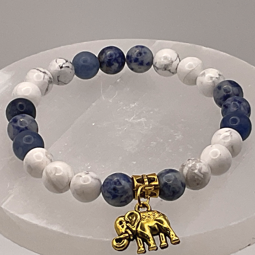 Sodalite Magnesite Elephant Charm Bracelet