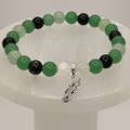 Green Chalcedony Black Agate Seahorse Charm Bracelet