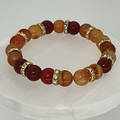 Carnelian Agate Bracelet with Gold White Crystal Spacers