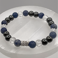 Hematite Blue Jasper Clear Quartz Bracelet with Silver Tone Spacer