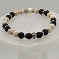 Pulsera canadiense de lapislázuli y magnesita con espaciadores de plata