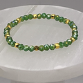14.5 cm (5.7") Green Bracelet with Gold Square Spacers