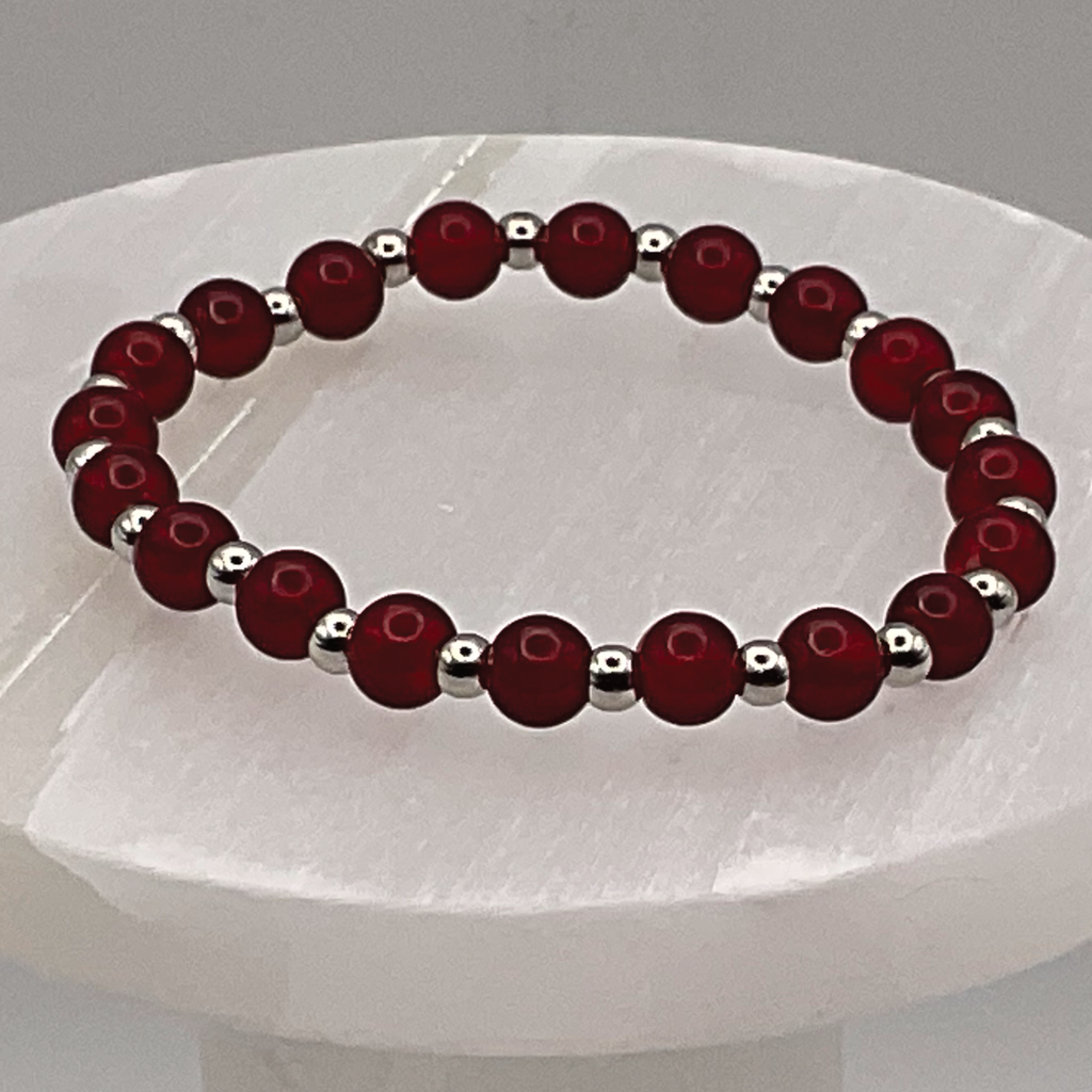 14.5 cm (5.7") Claret Bracelet with Silver Spacers