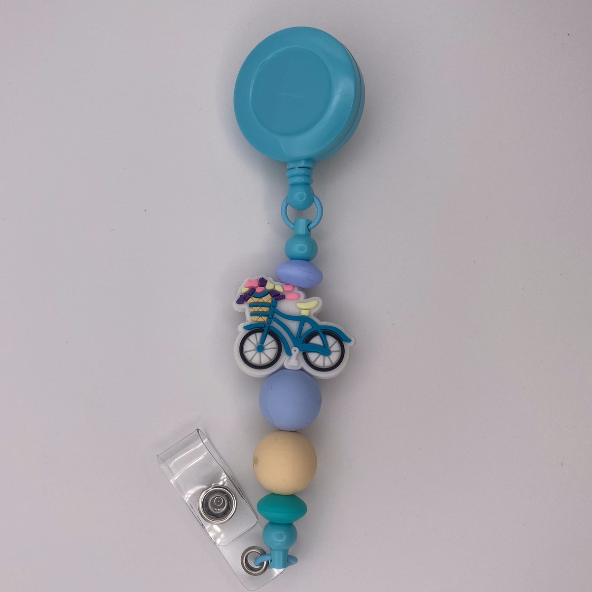Blue Beige Bicycle Badge Holder