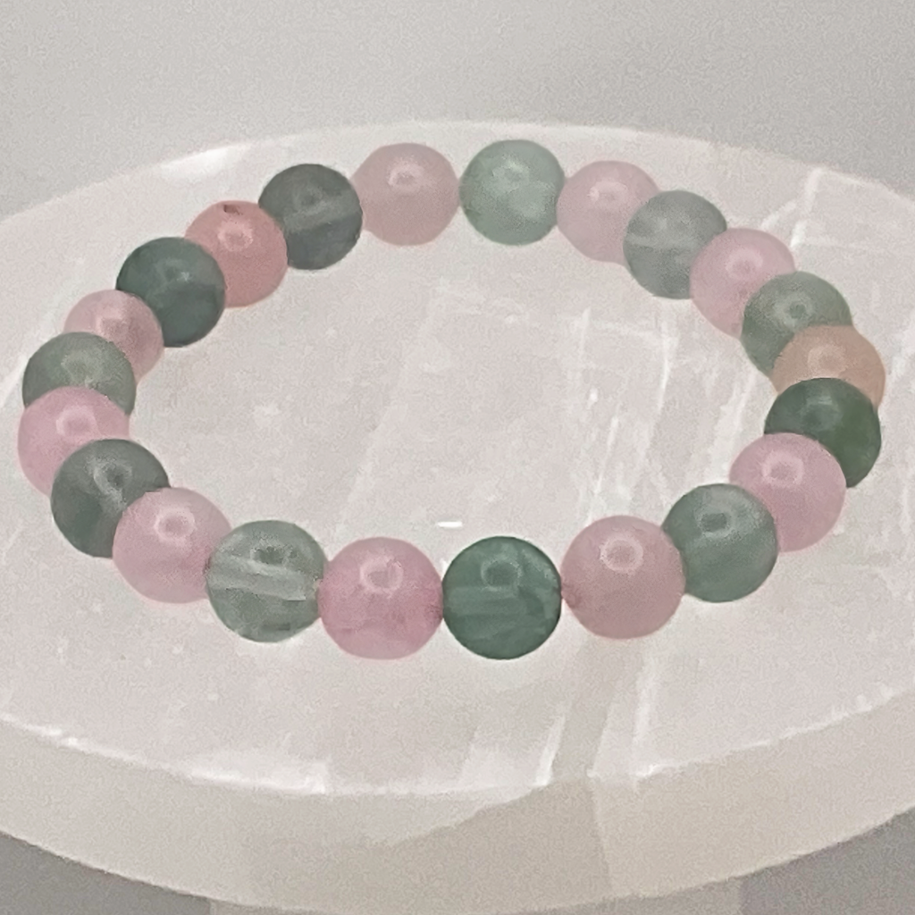 Pulsera de fluorita rosa y verde