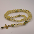 Light Yellow Green Small Full 5 Decade Gold Rosary
