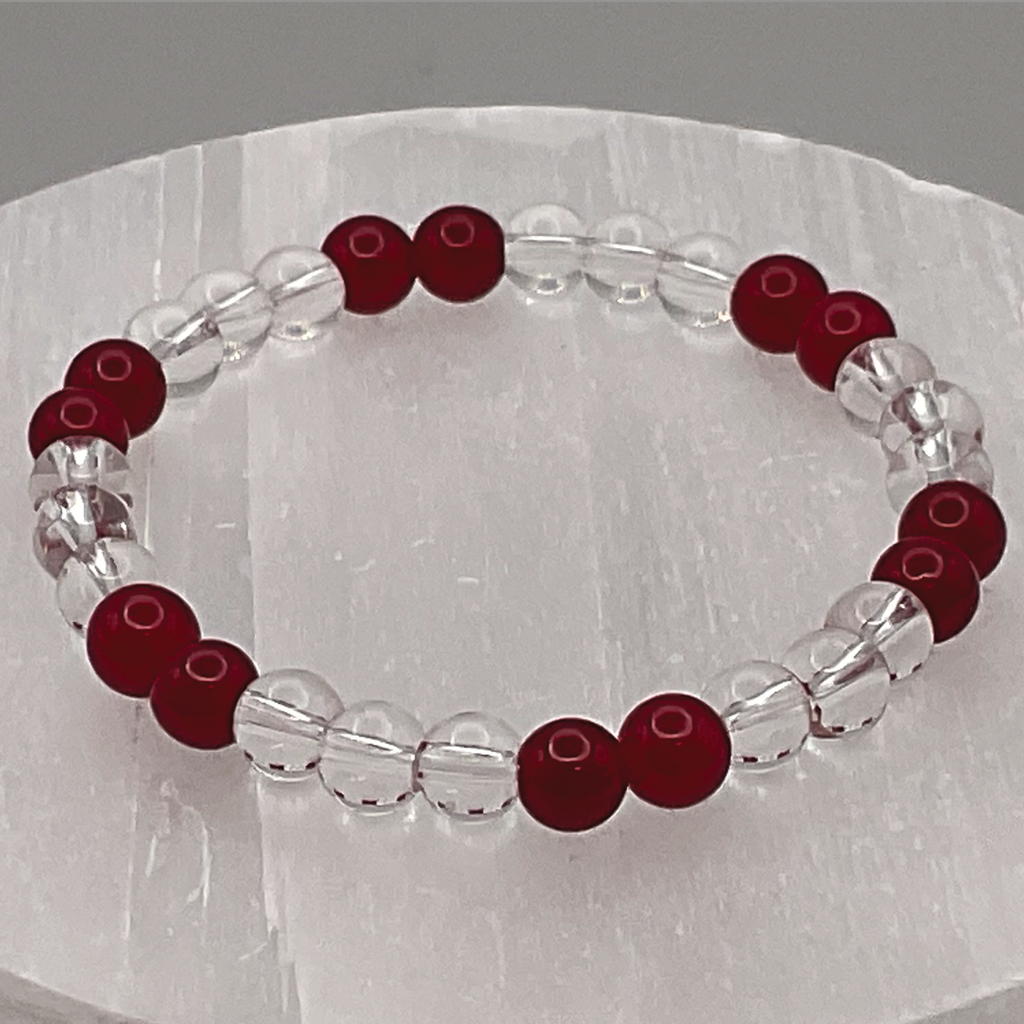 14.5 cm (5.7") Oriental Ruby Clear Quartz Bracelet