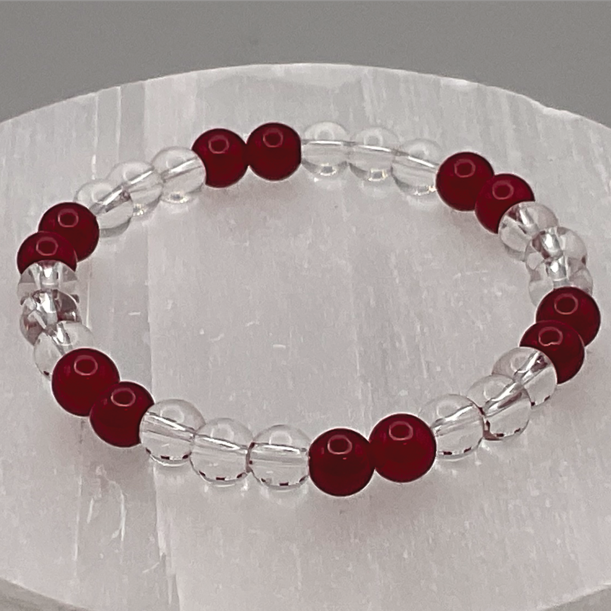 14.5 cm (5.7") Oriental Ruby Clear Quartz Bracelet