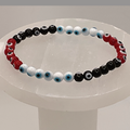 Sea Glass Red Black White Evil Eye Bracelet