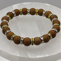 Yellow Jasper Bracelet with Silver Tone Crystal Spacers