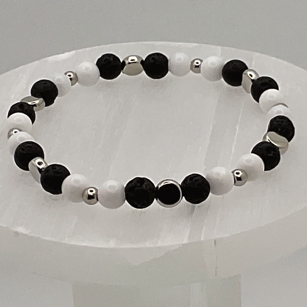 Pulsera de Magnesita Tektite con Separadores de Plata