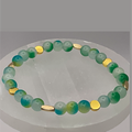 Teal Green Dragon Vein Agate Bracelet with Gold Tone Spacers