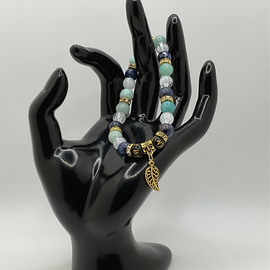 Green Chalcedony Pixiu Bracelet | Prosperity & Heart Healing | Milky Quartz Gold Leaf Jewelry