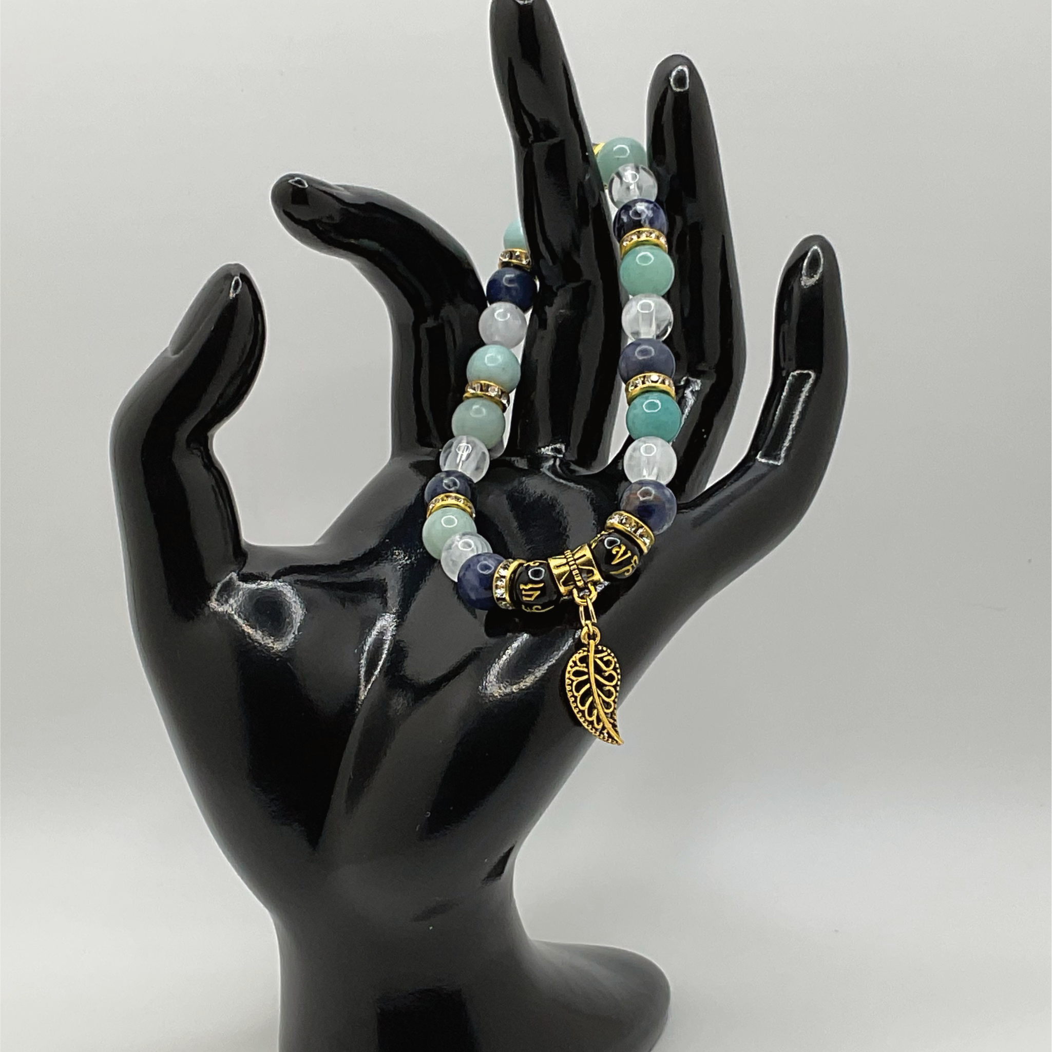 Green Chalcedony Pixiu Bracelet | Prosperity & Heart Healing | Milky Quartz Gold Leaf Jewelry