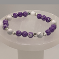 Purple Dragon Vein Milky Quartz Bracelet with Silver Star Spacers