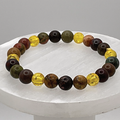 Pulsera Pixiu de Jaspe Sangre de Dragón y Citrino con Separadores Dorados