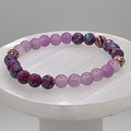 Pulsera Calsilia de Cuarzo Rosa con Separadores de Oro Rosa