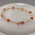 15.5 cm (6.1") Orange Crackle Clear Lined White Glass Bracelet with Gold Square Spacer