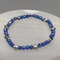 Blue Crystal Glass Bracelet with Silver Star Spacers
