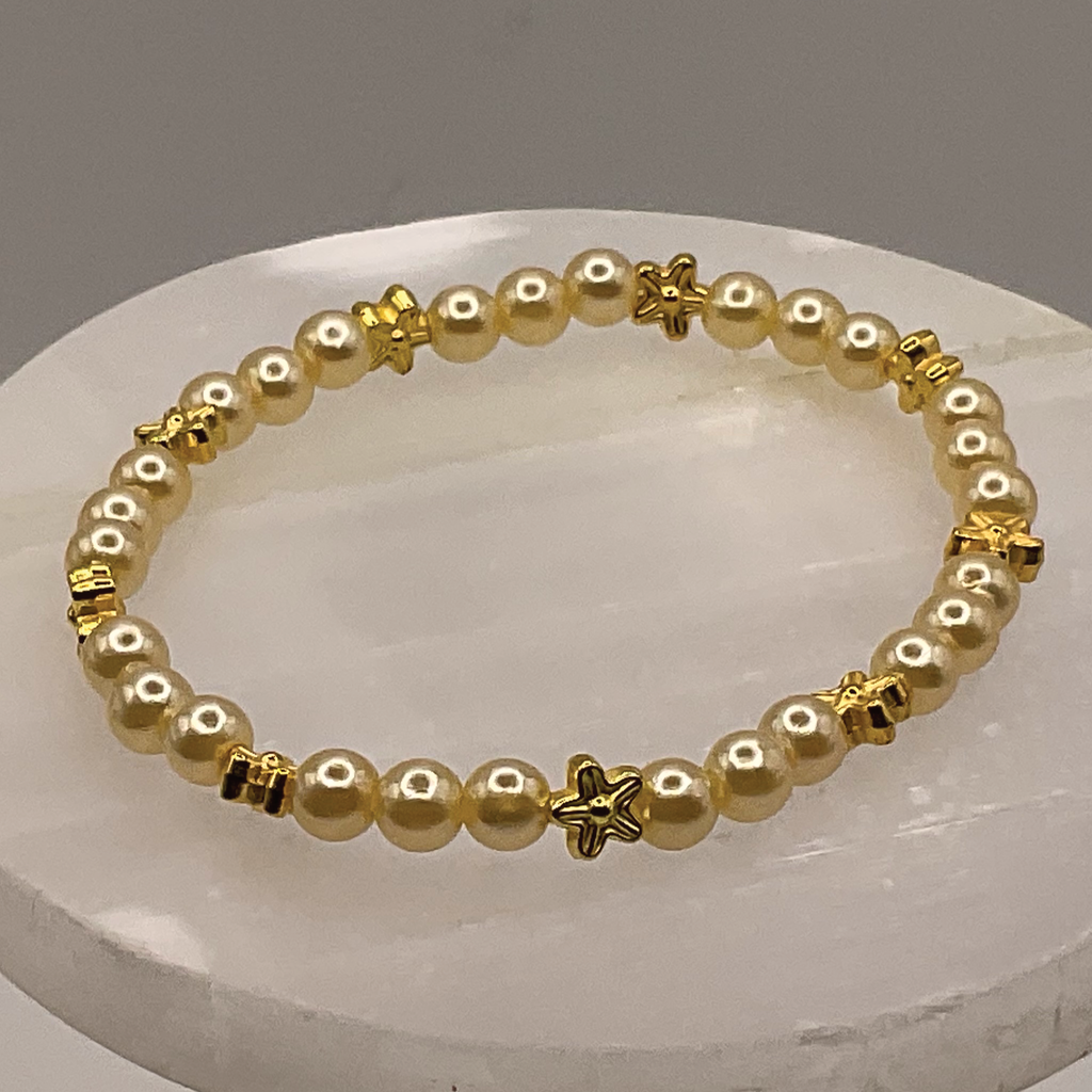 Golden Glass Bracelet with Gold Star Spacers