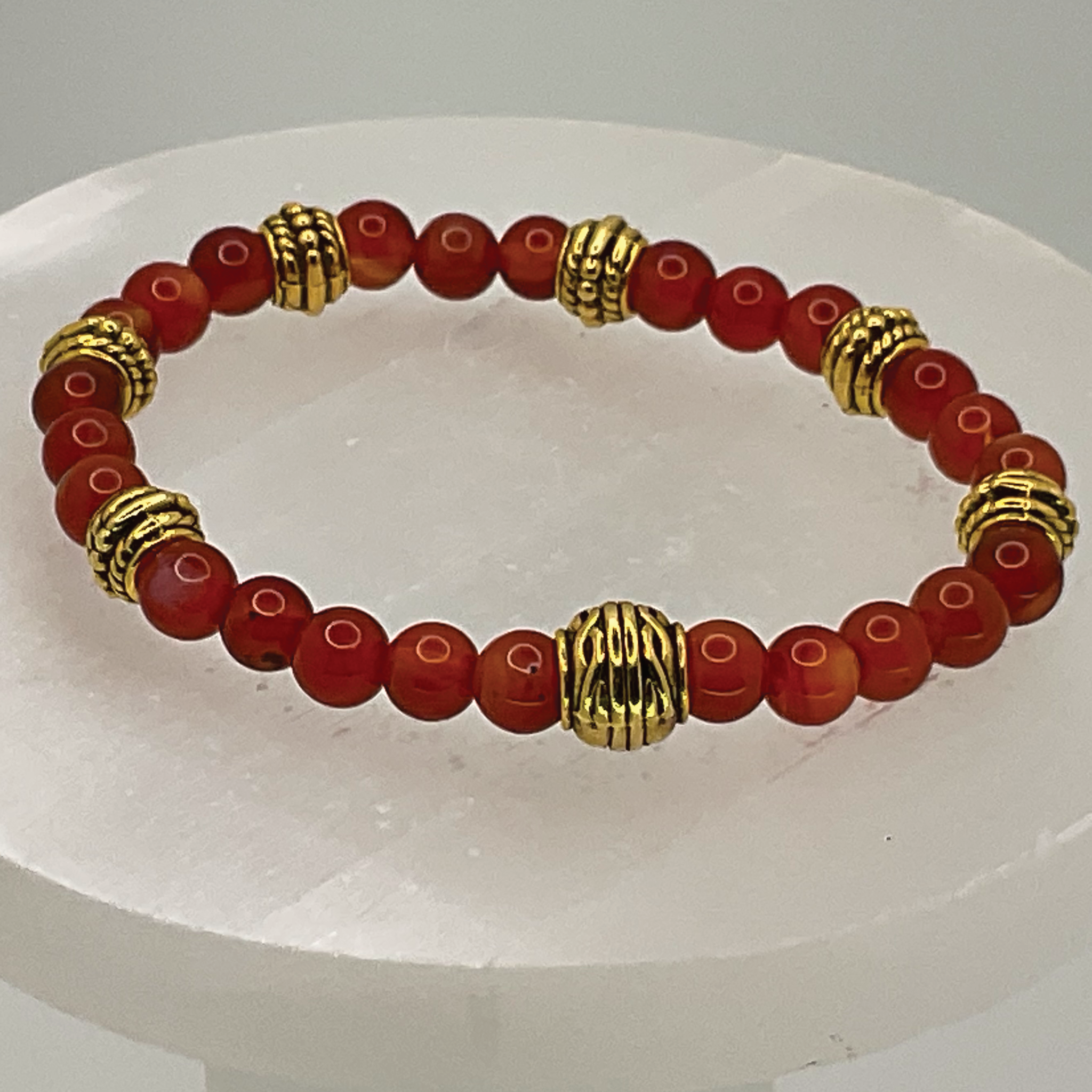 Carnelian Agate Bracelet with Gold Spacers