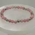 Rose Quartz Bracelet with Silver Tone Spacers