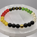 Black Obsidian Pixiu Chakra Bracelet with Gold Tone Spacers