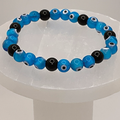 Blue Sea Glass Evil Eye Black Agate Bracelet