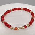 14.5 cm (5.7") Carnelian Agate Amber Crystal Bracelet with Gold Spacers