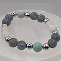 Blue Obsidian Dragon Vein Bracelet with Silver Tone Spacers